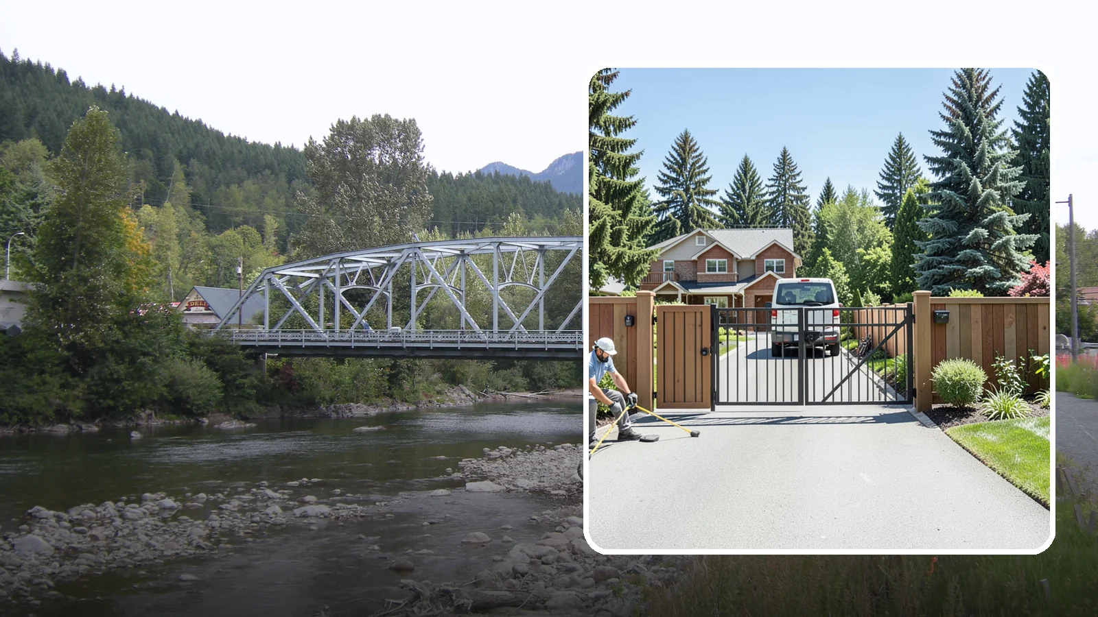 Gate Installation in Skykomish, King County, WA - Custom gates - walk-through and driveway - built and hung to operate smoothly and last for years.