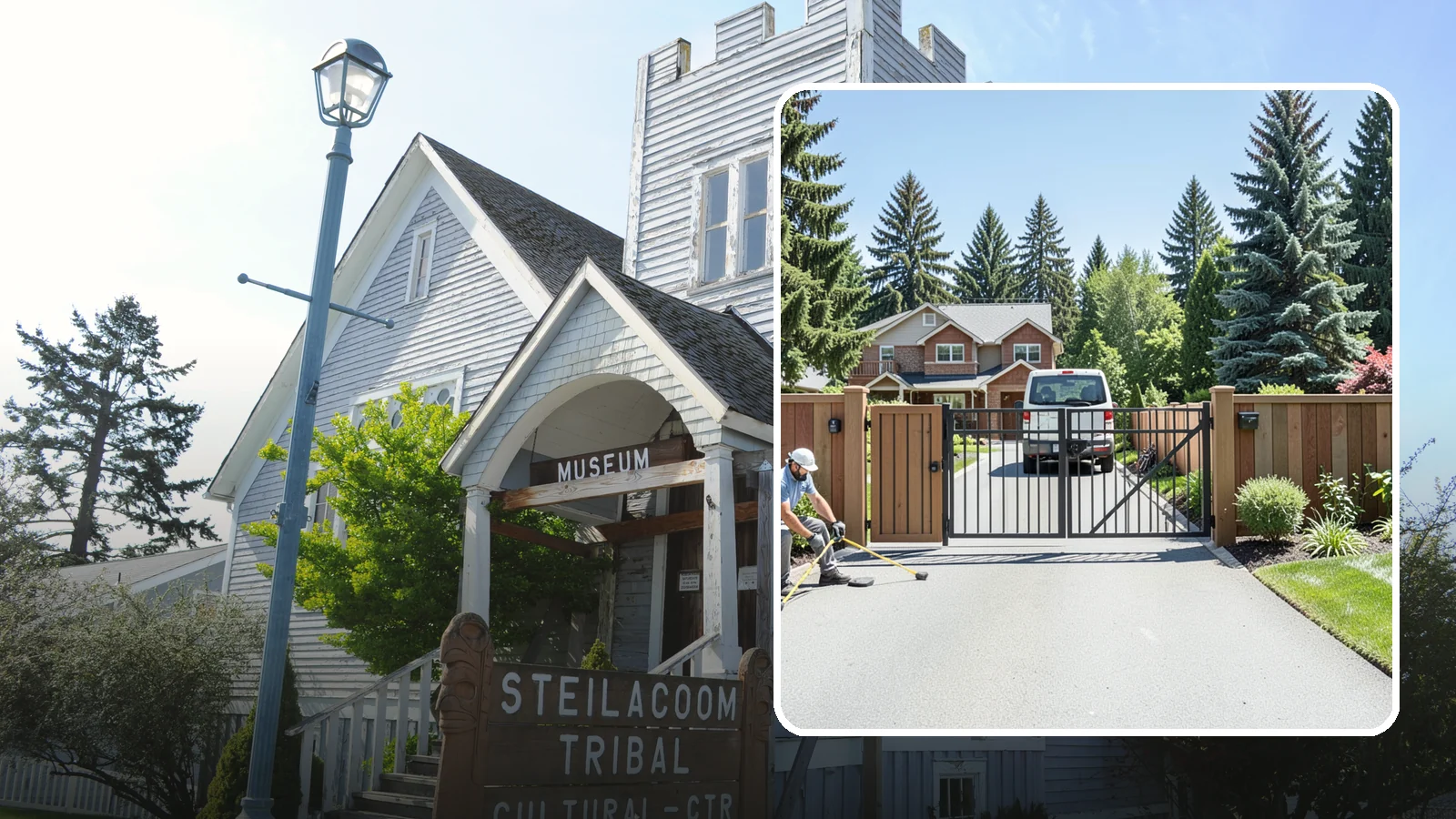 Gate Installation in Steilacoom, Pierce County, WA - Custom gates - walk-through and driveway - built and hung to operate smoothly and last for years.