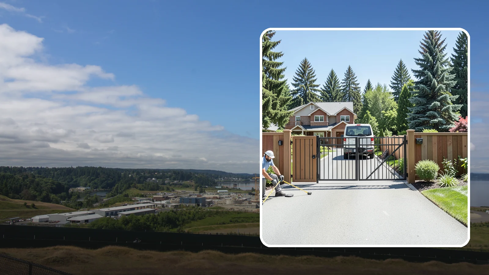 Gate Installation in University Place, Pierce County, WA - Custom gates - walk-through and driveway - built and hung to operate smoothly and last for years.