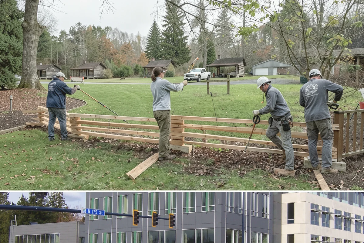Gate Repair in Shoreline, King County, WA - We handle gate repairs all year, but drier summer weeks are ideal when a heaved post needs to be reset in fresh concrete.