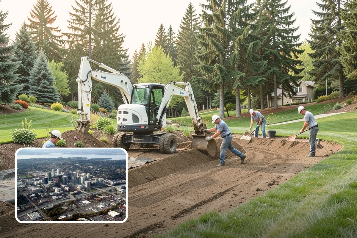 Grading for Drainage in Bellevue, King County, WA - Moves water away from the house