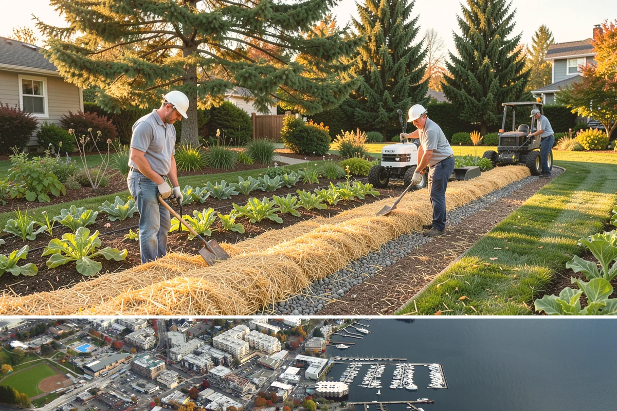 Grading for Drainage in Kirkland, King County, WA - Best done in drier conditions.
