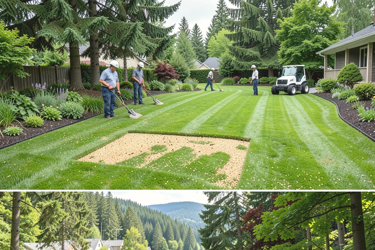 Grading for Drainage in Lake Forest Park, King County, WA - Best done in drier conditions.
