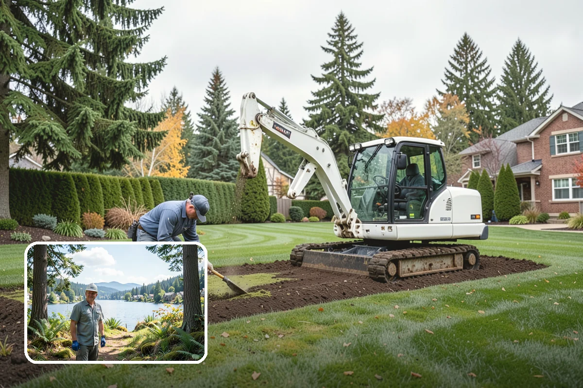 Grading for Drainage in Milton, King County, WA - Moves water away from the house