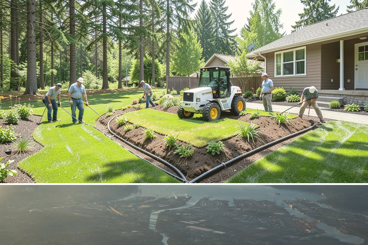 Grass Trimming in Fife, Pierce County, WA - Performed with each mow through the growing season.
