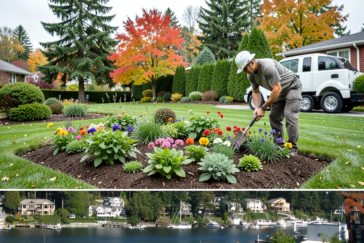Grass Trimming in Gig Harbor, Pierce County, WA - Performed with each mow through the growing season.