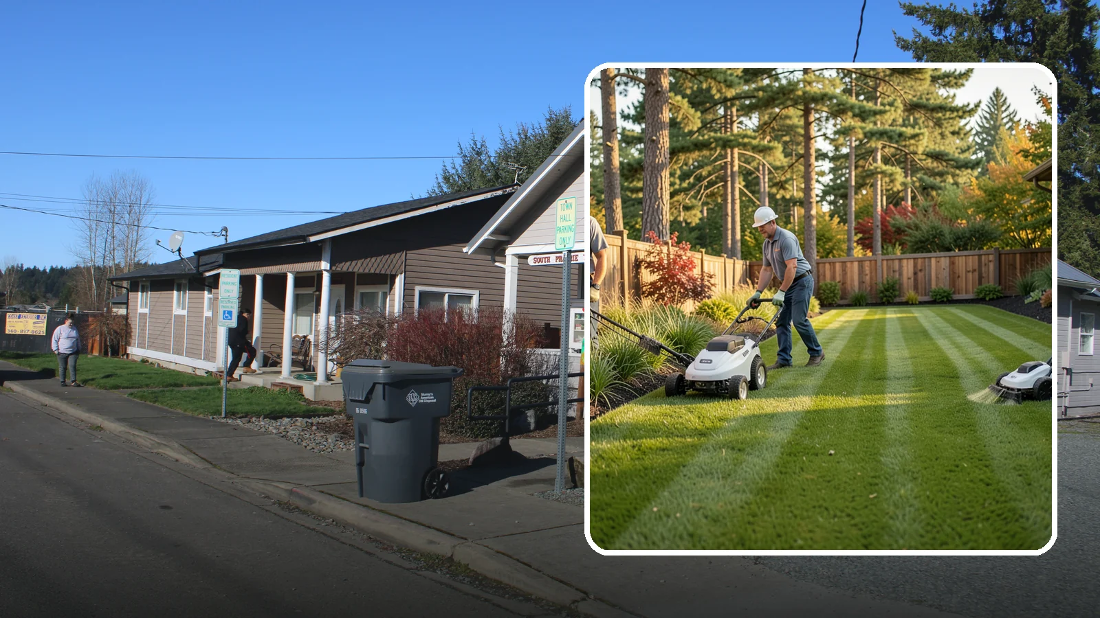 Grass Trimming in South Prairie, Pierce County, WA - String trimming that reaches the spots a mower cannot, so your whole lawn looks uniformly cut.