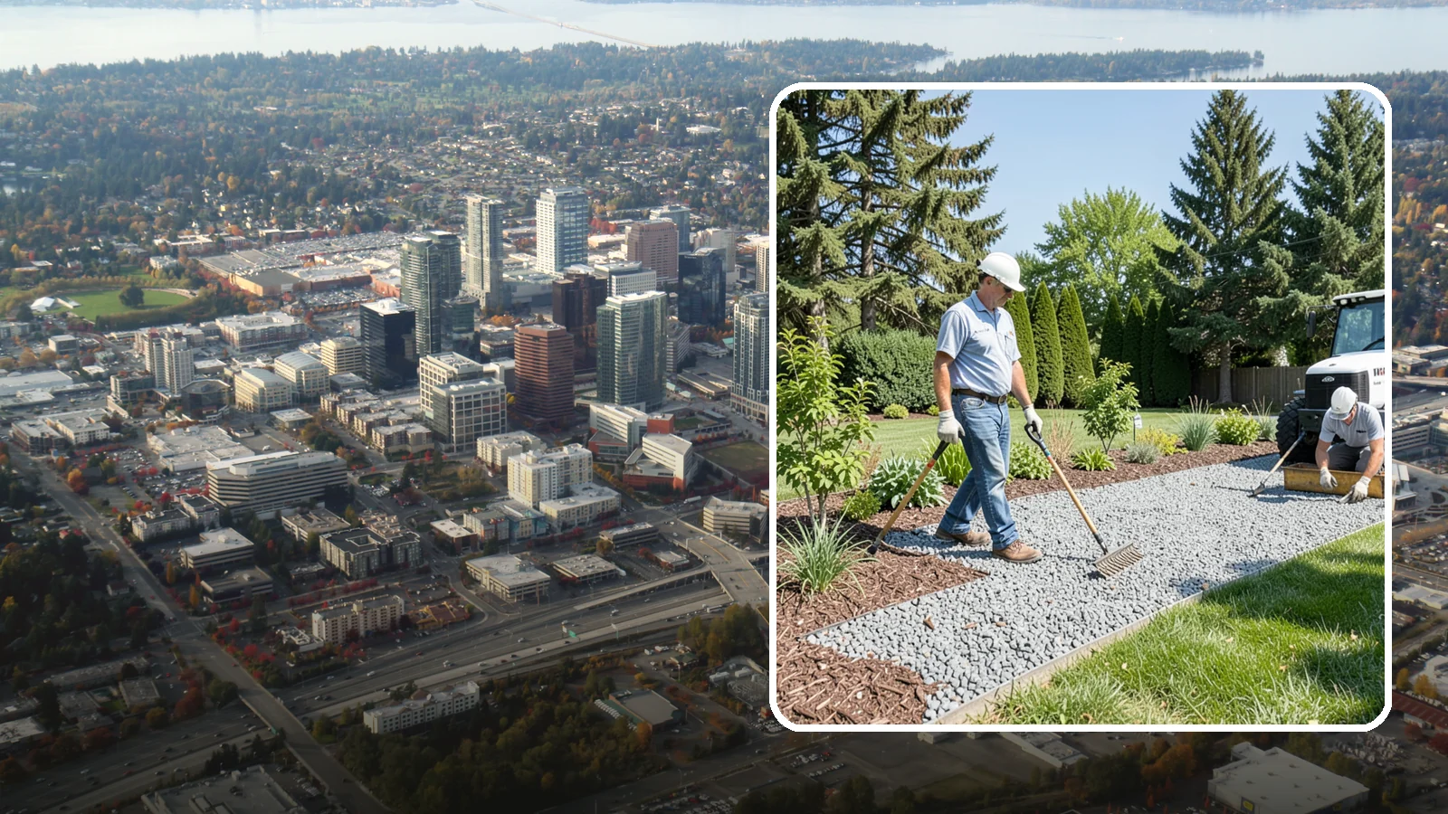 Gravel Mulch Installation in Bellevue, King County, WA - We install decorative gravel mulch for a clean, permanent ground cover that never needs annual replacement.