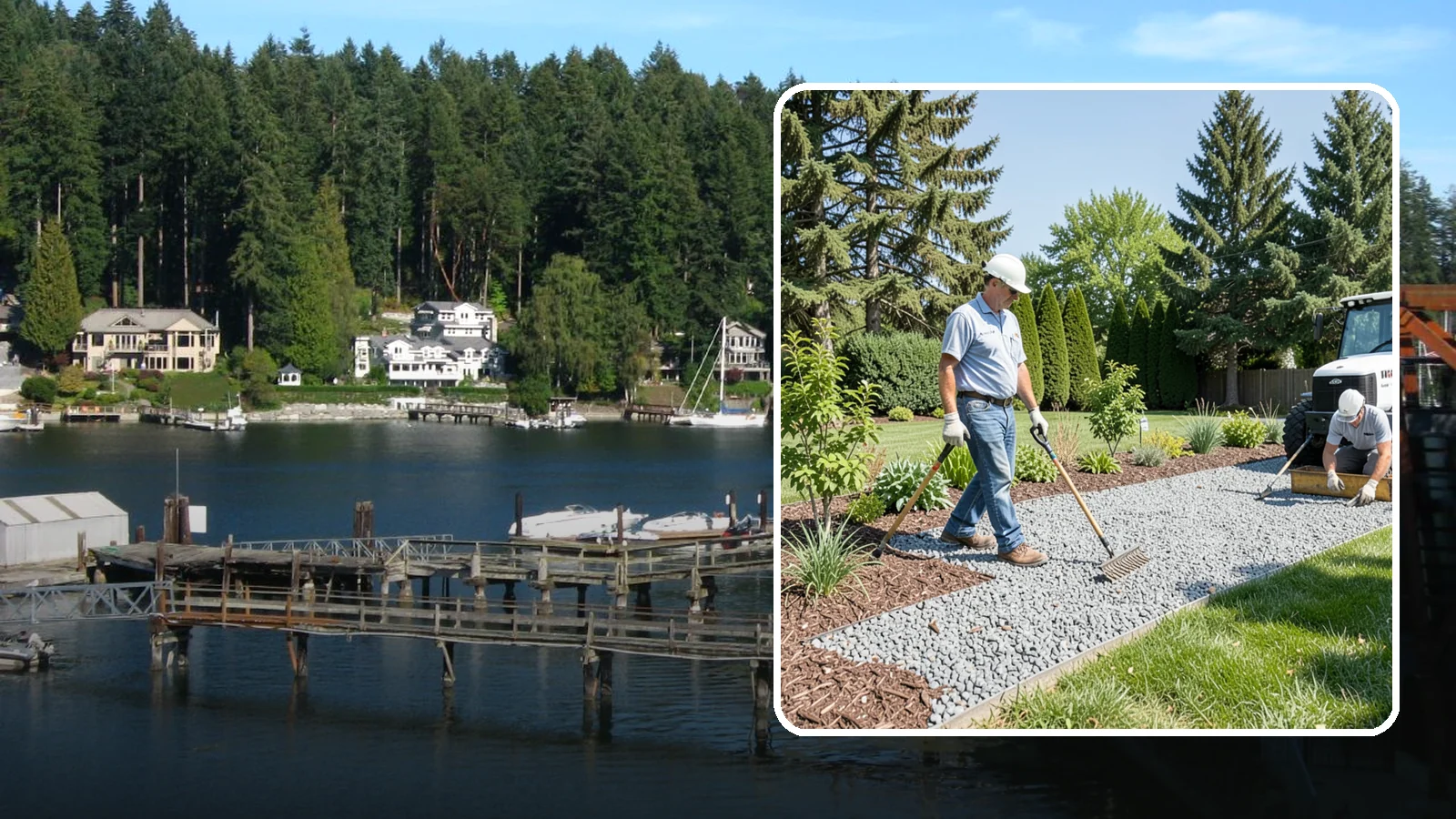 Gravel Mulch Installation in Gig Harbor, Pierce County, WA - We install decorative gravel mulch for a clean, permanent ground cover that never needs annual replacement.