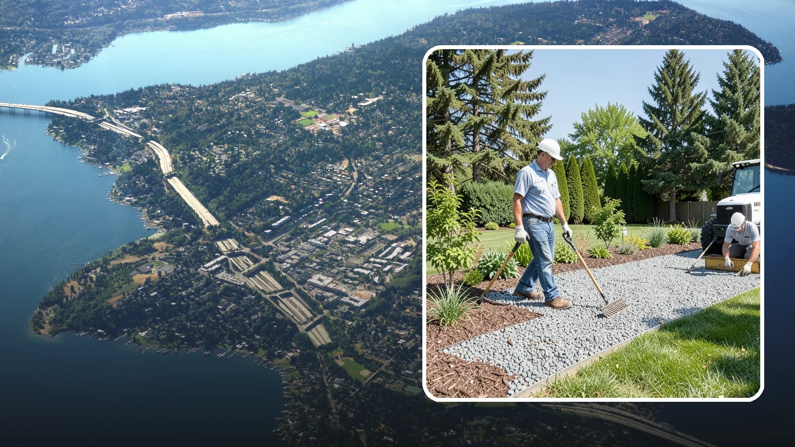 Gravel Mulch Installation in Mercer Island, King County, WA - We install decorative gravel mulch for a clean, permanent ground cover that never needs annual replacement.