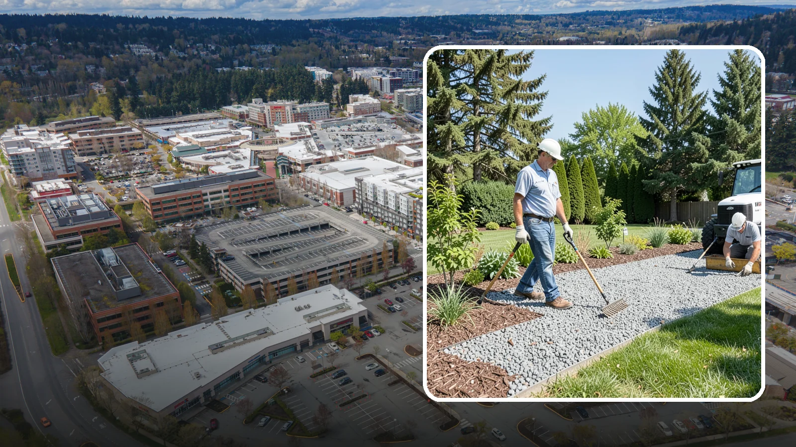 Gravel Mulch Installation in Redmond, King County, WA - We install decorative gravel mulch for a clean, permanent ground cover that never needs annual replacement.