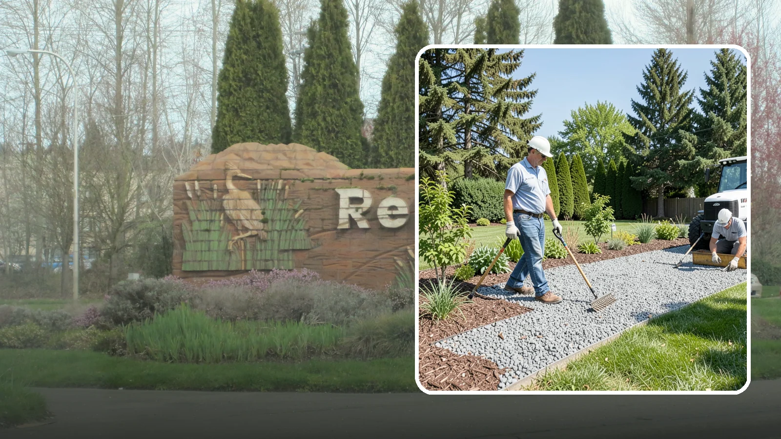 Gravel Mulch Installation in Renton, King County, WA - We install decorative gravel mulch for a clean, permanent ground cover that never needs annual replacement.