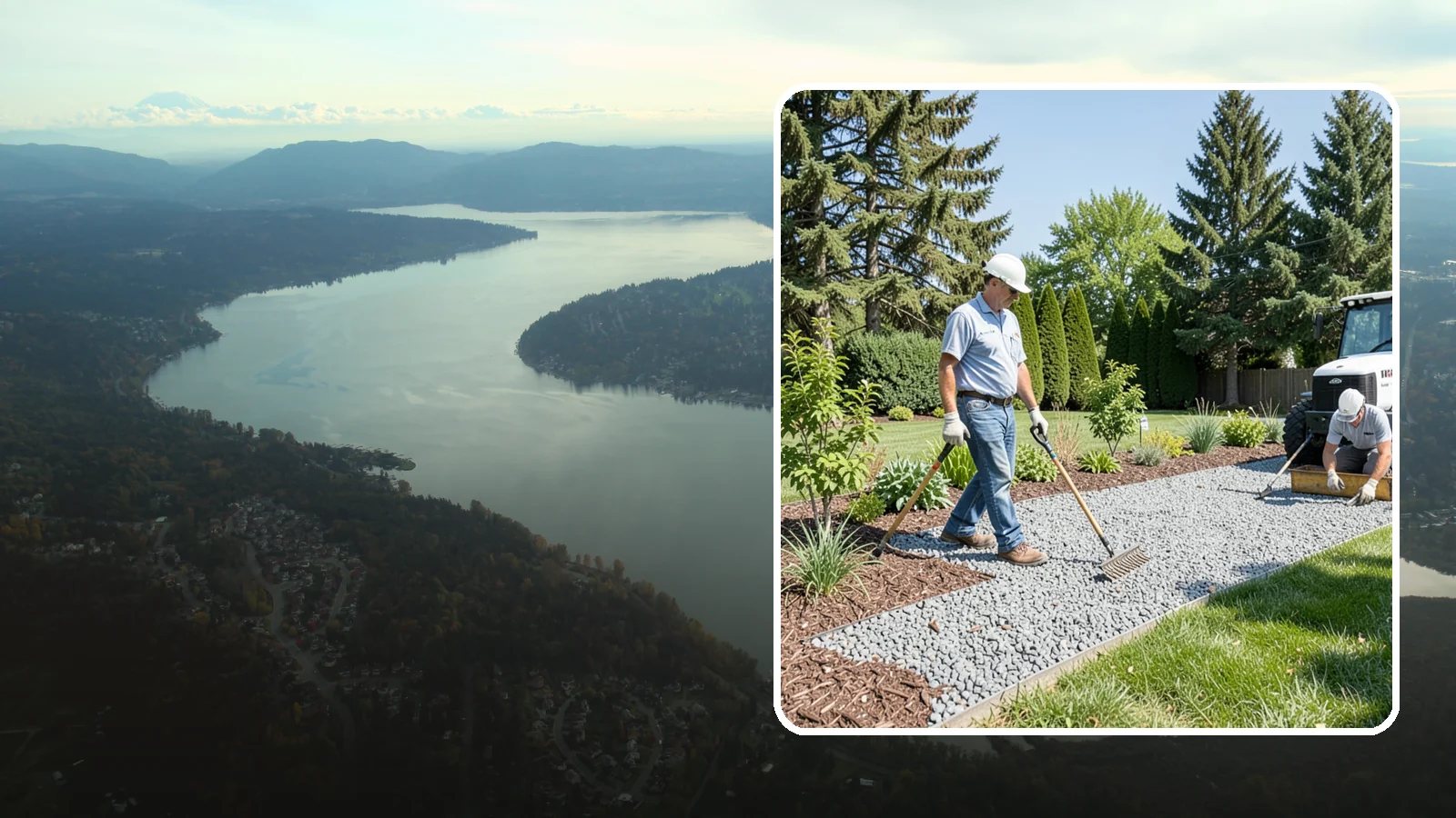 Gravel Mulch Installation in Sammamish, King County, WA - We install decorative gravel mulch for a clean, permanent ground cover that never needs annual replacement.