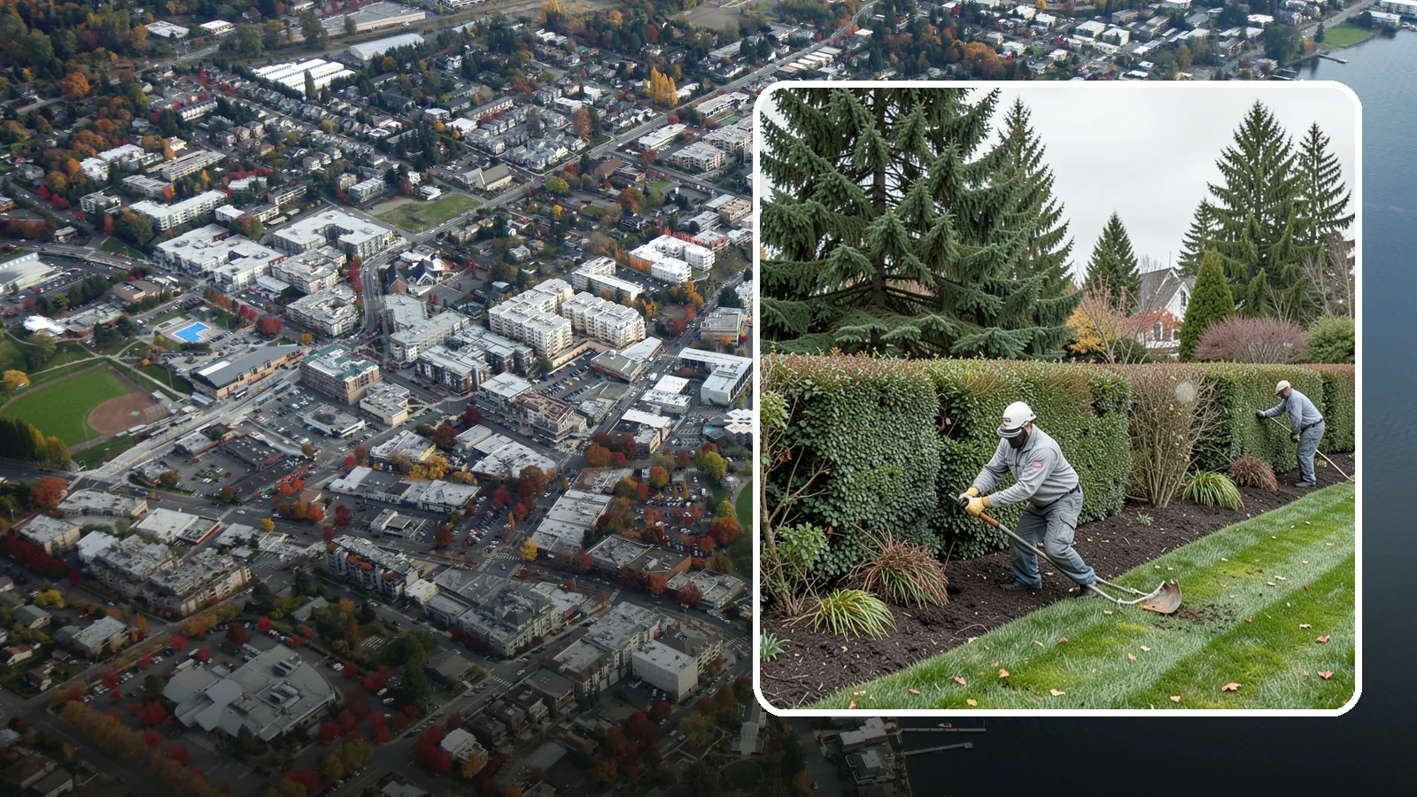 Hedge Planting in Kirkland, King County, WA - Living privacy and boundary hedges planted at proper spacing for fast, full screening.