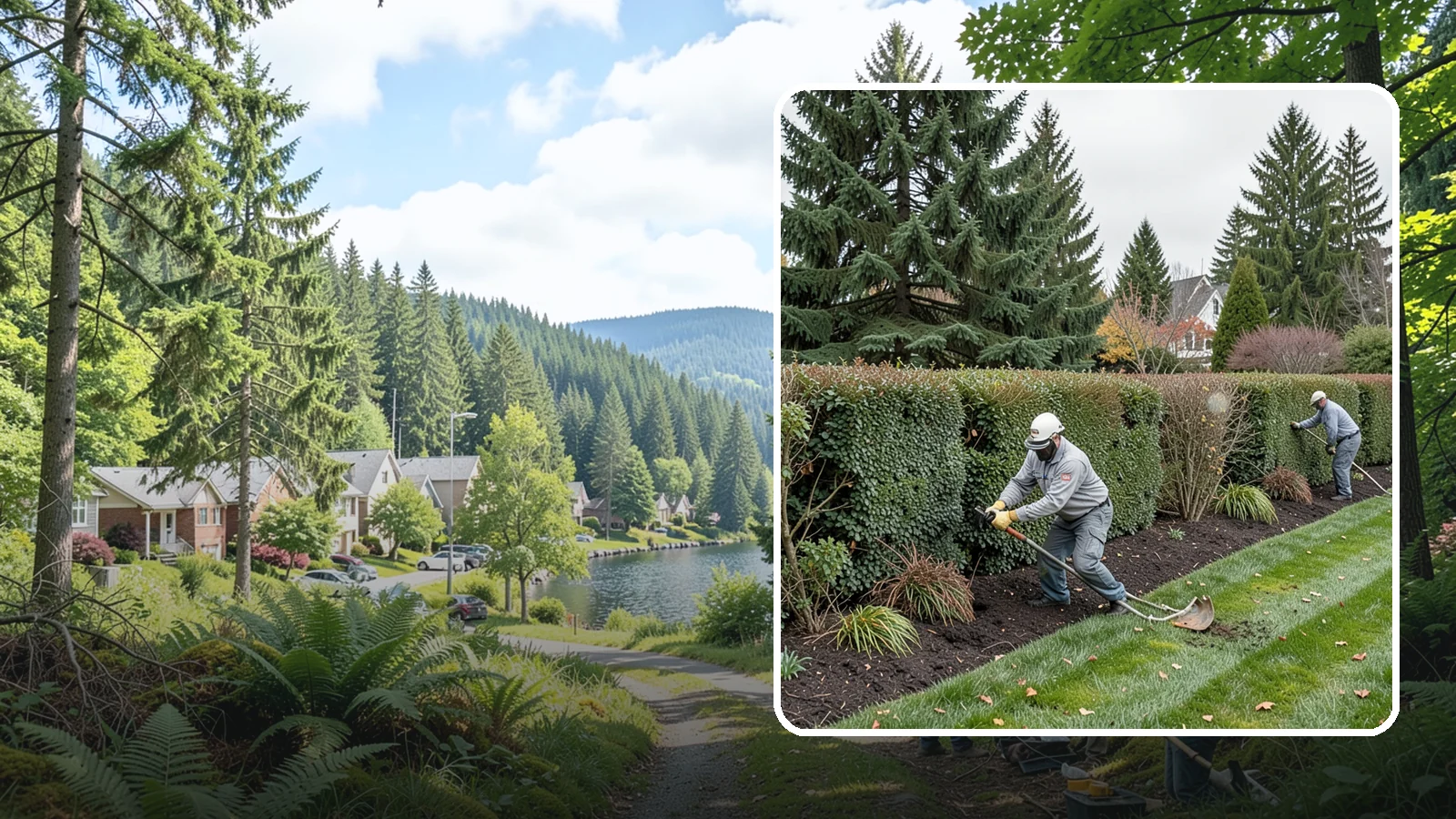 Hedge Planting in Lake Forest Park, King County, WA - Living privacy and boundary hedges planted at proper spacing for fast, full screening.