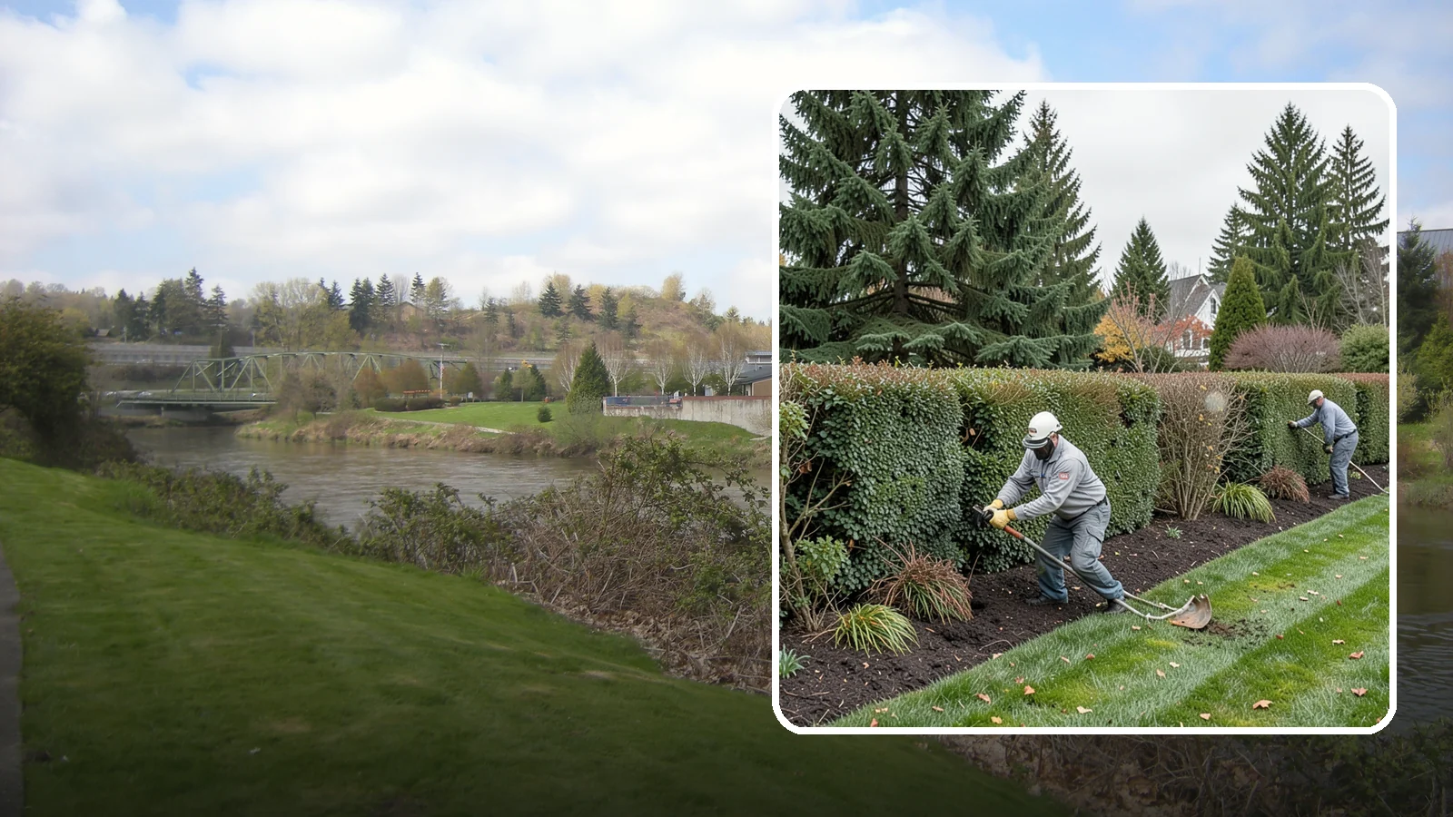 Hedge Planting in Tukwila, King County, WA - Living privacy and boundary hedges planted at proper spacing for fast, full screening.