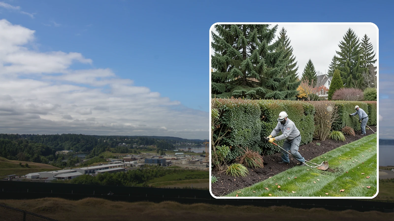 Hedge Planting in University Place, Pierce County, WA - Living privacy and boundary hedges planted at proper spacing for fast, full screening.