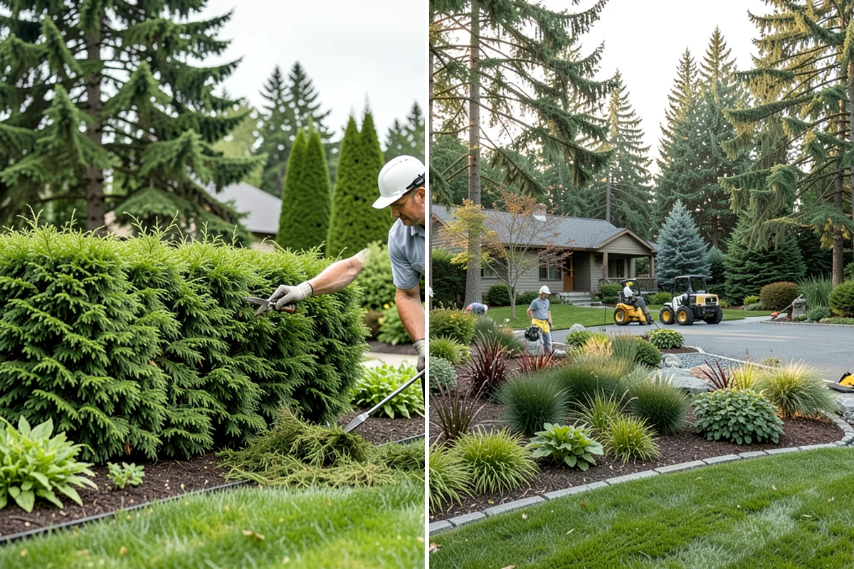 Hedge Shaping in Concrete, Skagit County, WA - Study the hedge's current form and growth pattern