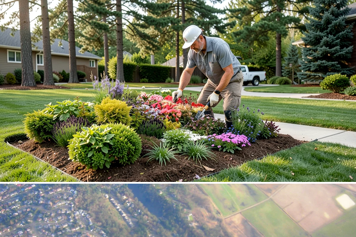 Hemlock Mulch Installation in Algona, King County, WA - Hemlock is ideal for an early-spring refresh to showcase new growth, or a fall application to warm up the beds before the rains...