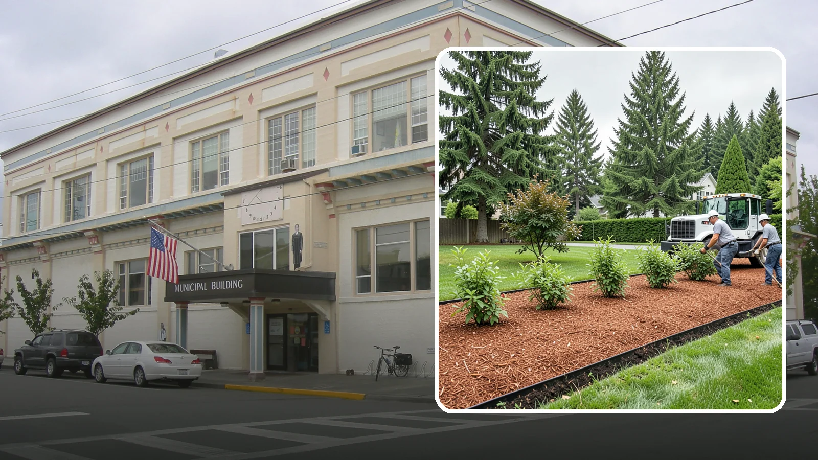 Hemlock Mulch Installation in Anacortes, Skagit County, WA - We install rich reddish-brown hemlock mulch that resists artificial fading and gives beds a naturally warm finish.