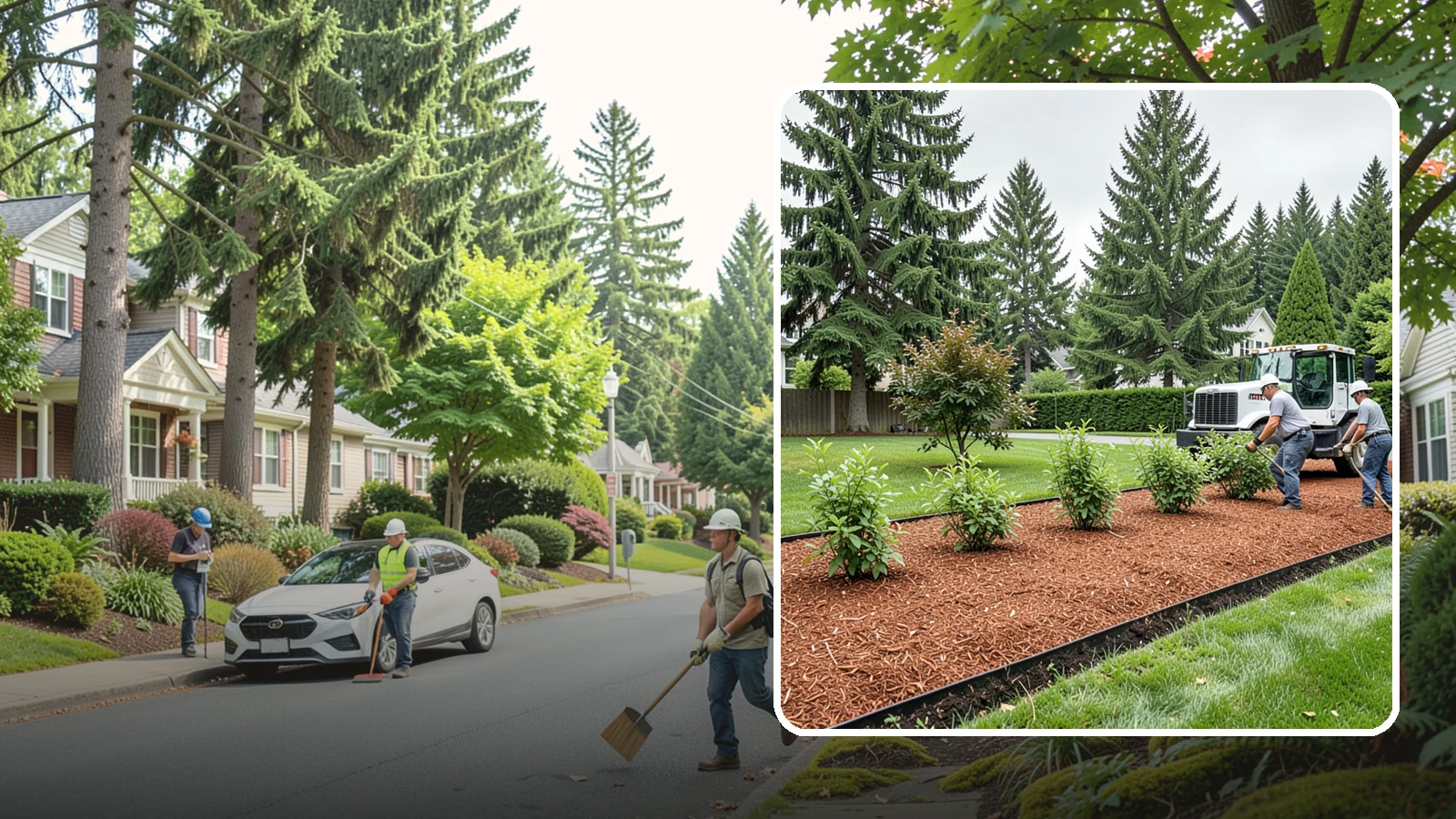 Hemlock Mulch Installation in Beaux Arts Village, King County, WA - We install rich reddish-brown hemlock mulch that resists artificial fading and gives beds a naturally warm finish.