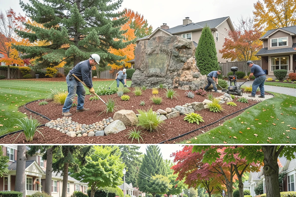 Hemlock Mulch Installation in Beaux Arts Village, King County, WA - Hemlock is ideal for an early-spring refresh to showcase new growth, or a fall application to warm up the beds before the rains...