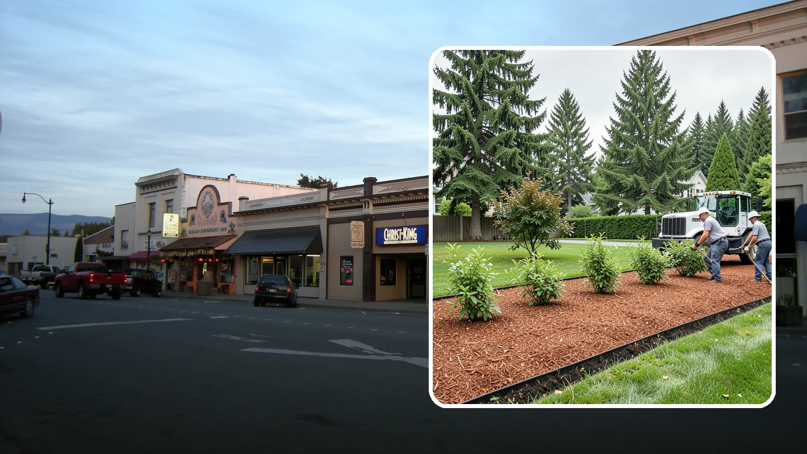 Hemlock Mulch Installation in Burlington, Skagit County, WA - We install rich reddish-brown hemlock mulch that resists artificial fading and gives beds a naturally warm finish.