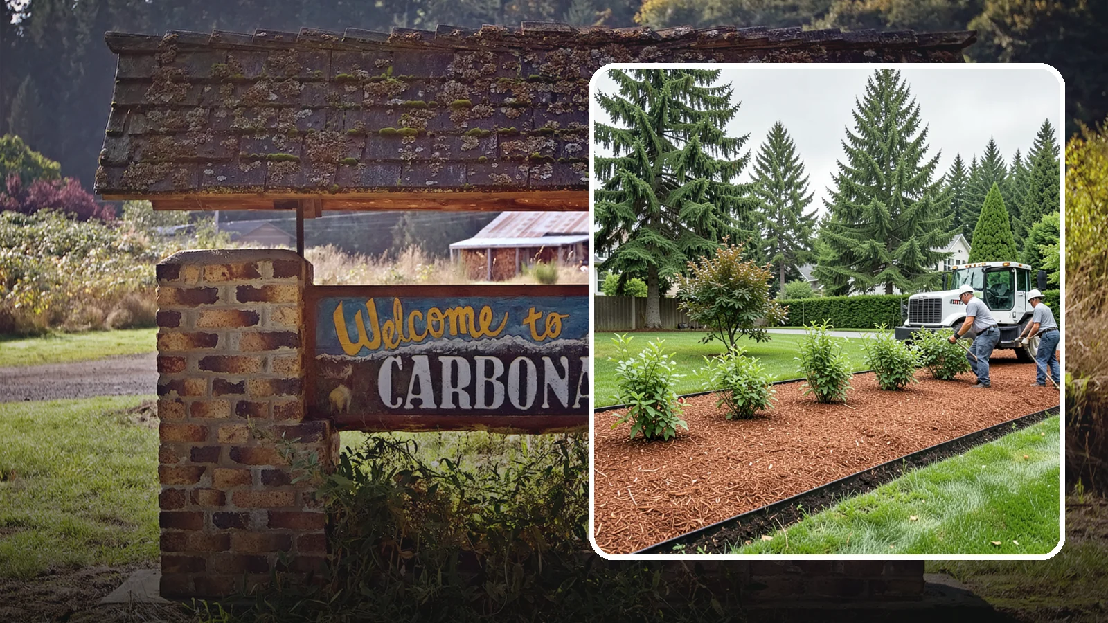 Hemlock Mulch Installation in Carbonado, Pierce County, WA - We install rich reddish-brown hemlock mulch that resists artificial fading and gives beds a naturally warm finish.