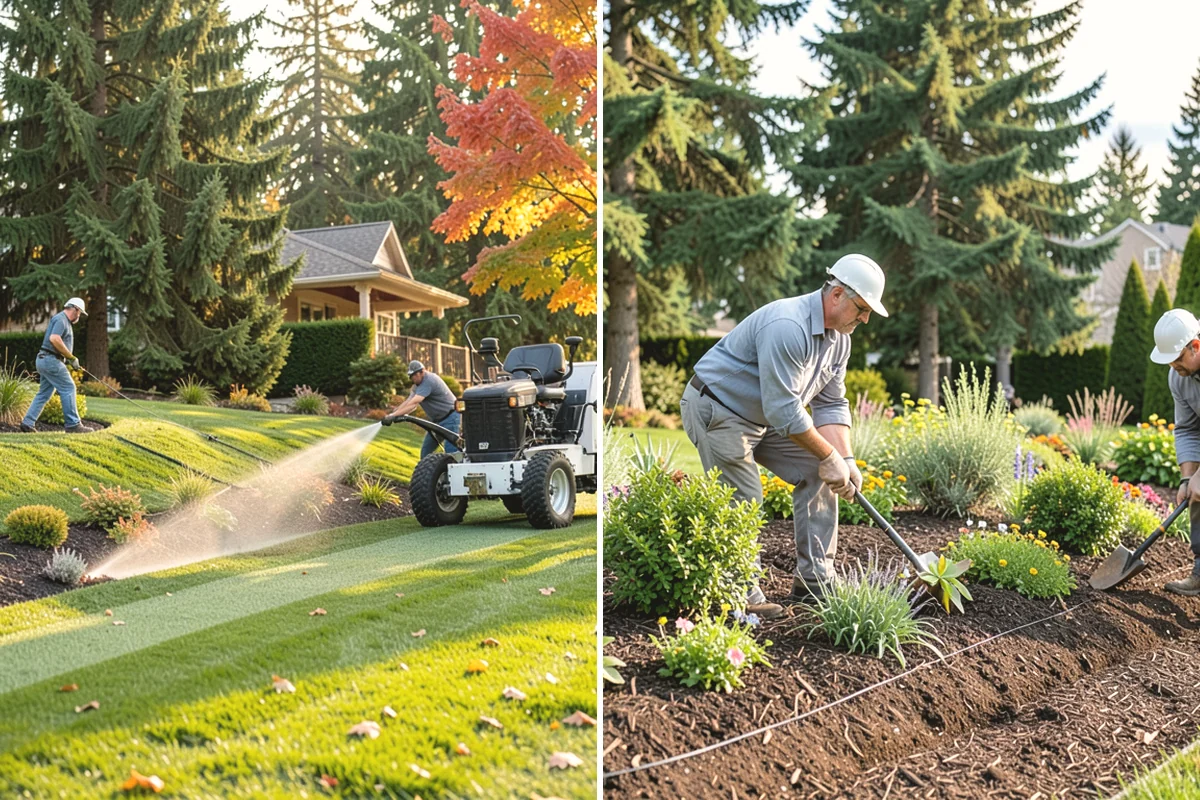 Hemlock Mulch Installation in Carbonado, Pierce County, WA - Measure beds and confirm the natural hemlock look suits your plantings