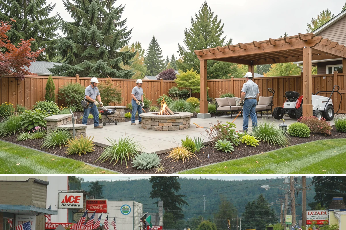 Hemlock Mulch Installation in Carnation, King County, WA - Hemlock is ideal for an early-spring refresh to showcase new growth, or a fall application to warm up the beds before the rains...