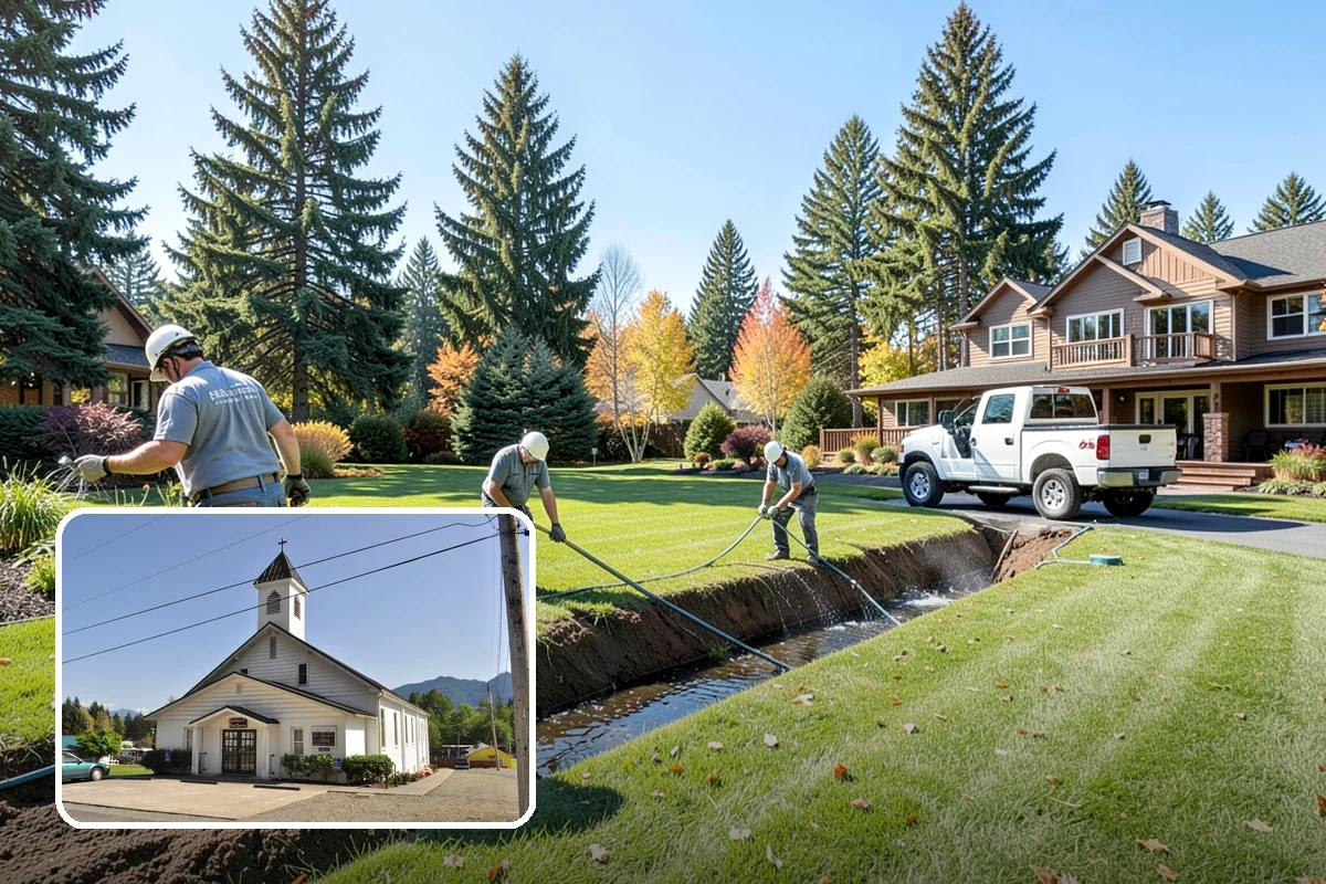 Hemlock Mulch Installation in Concrete, Skagit County, WA - Naturally rich red-brown color with no added dyes