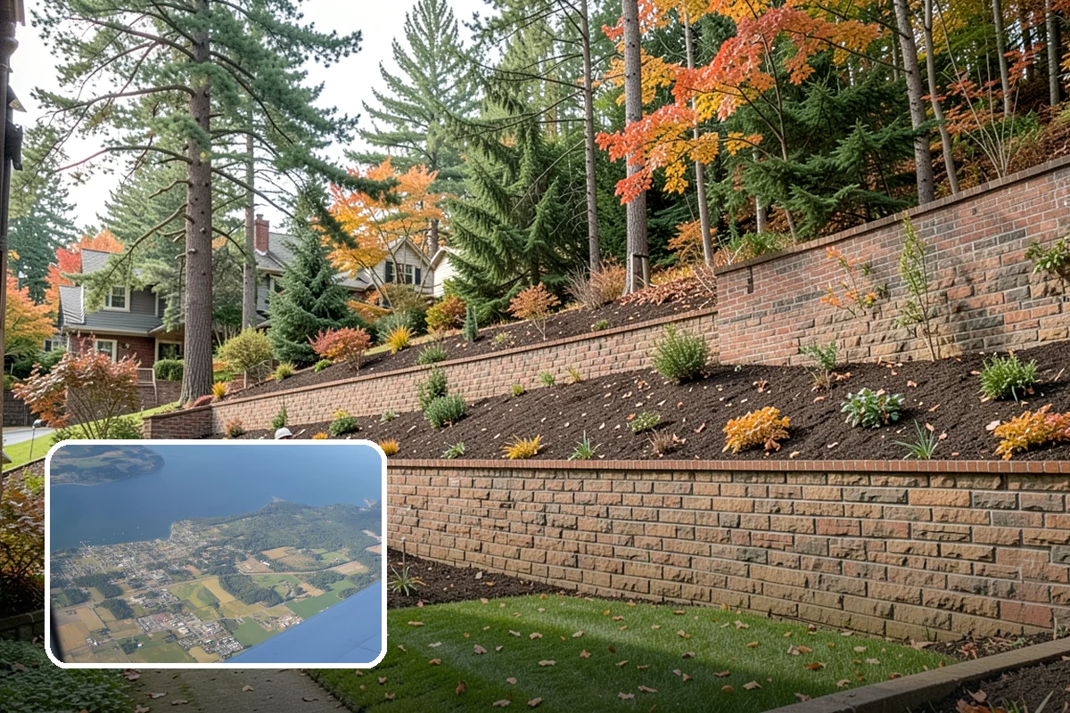 Hemlock Mulch Installation in Coupeville, Island County, WA - Naturally rich red-brown color with no added dyes