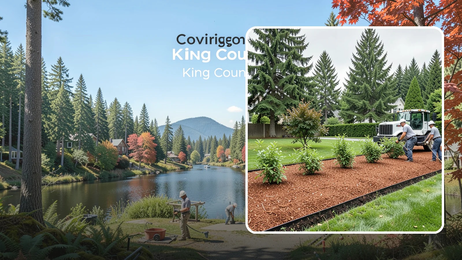 Hemlock Mulch Installation in Covington, King County, WA - We install rich reddish-brown hemlock mulch that resists artificial fading and gives beds a naturally warm finish.