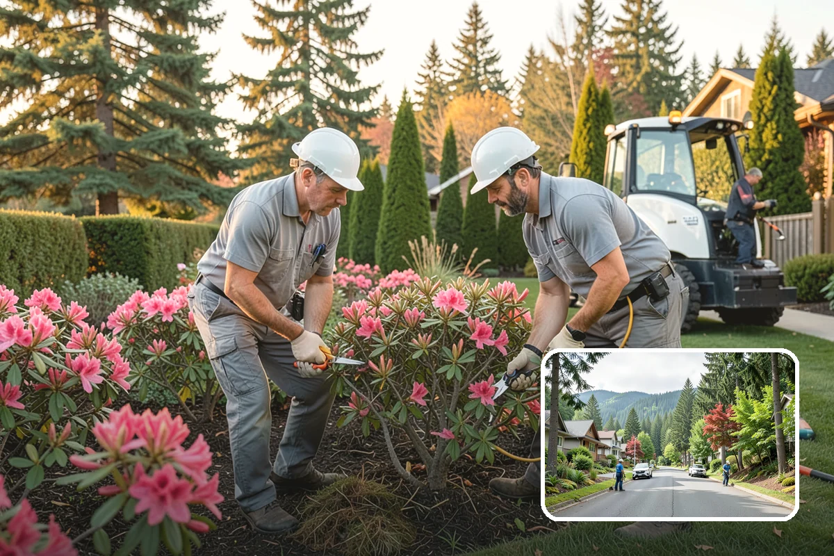 Hemlock Mulch Installation in Darrington, Snohomish County, WA - Naturally rich red-brown color with no added dyes