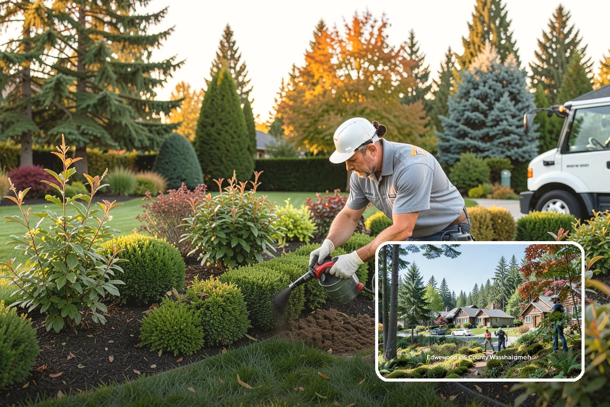 Hemlock Mulch Installation in Edgewood, Pierce County, WA - Naturally rich red-brown color with no added dyes
