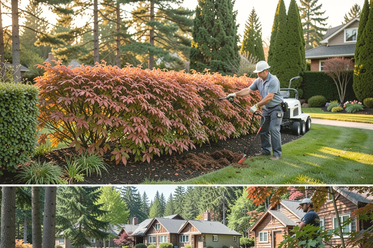 Hemlock Mulch Installation in Edgewood, Pierce County, WA - Hemlock is ideal for an early-spring refresh to showcase new growth, or a fall application to warm up the beds before the rains...