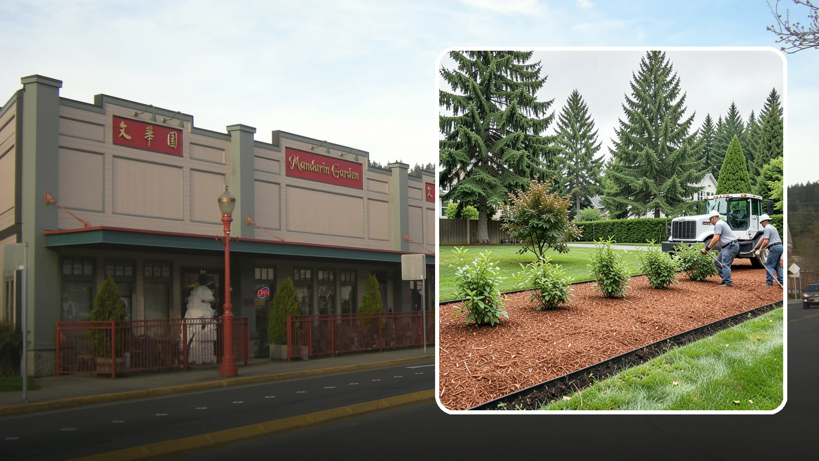 Hemlock Mulch Installation in Issaquah, King County, WA - We install rich reddish-brown hemlock mulch that resists artificial fading and gives beds a naturally warm finish.