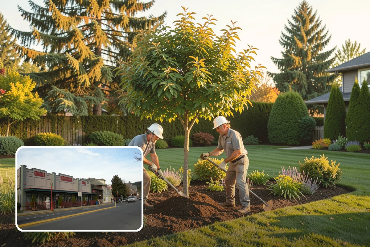 Hemlock Mulch Installation in Issaquah, King County, WA - Naturally rich red-brown color with no added dyes