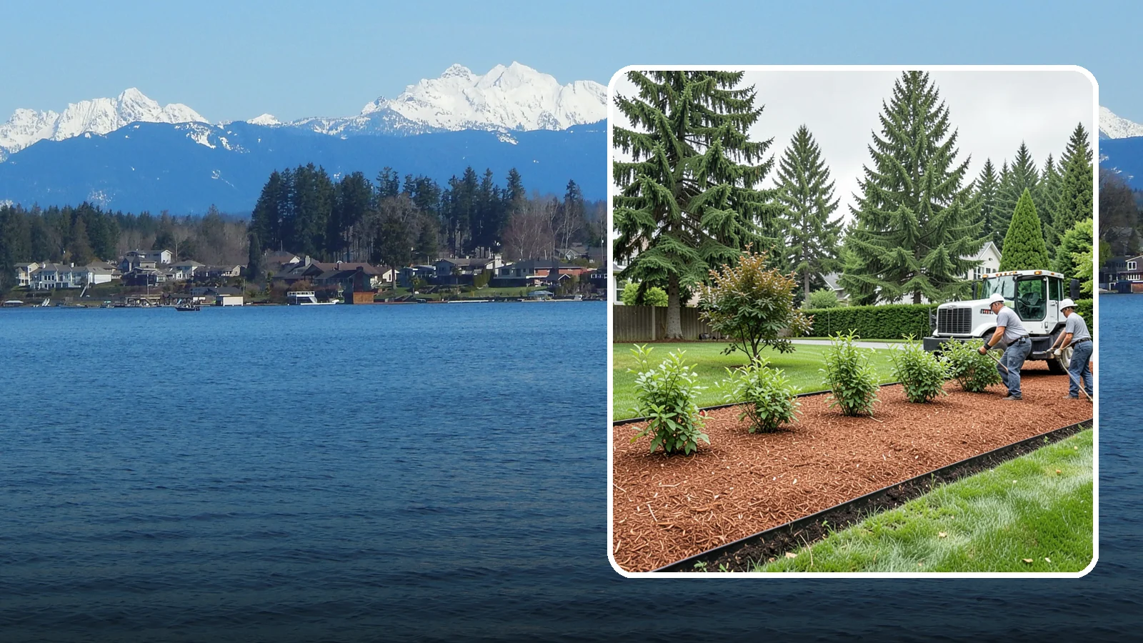 Hemlock Mulch Installation in Lake Stevens, Snohomish County, WA - We install rich reddish-brown hemlock mulch that resists artificial fading and gives beds a naturally warm finish.
