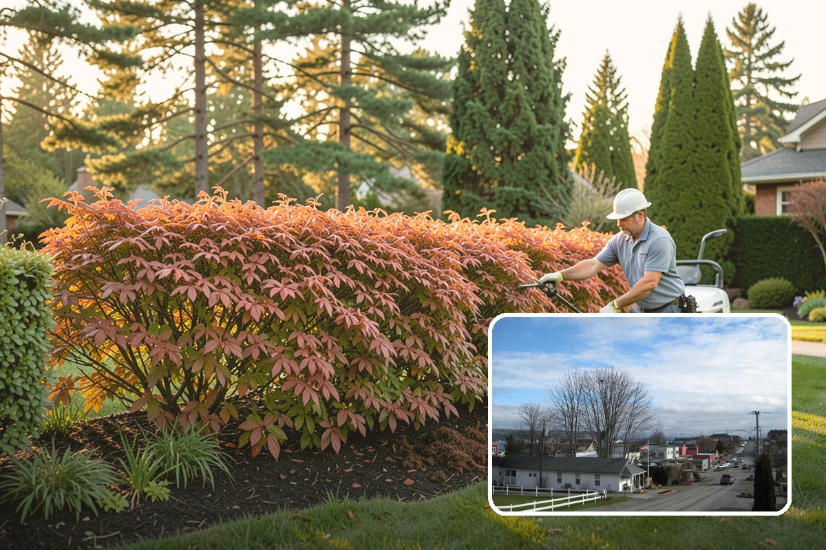 Hemlock Mulch Installation in Langley, Island County, WA - Naturally rich red-brown color with no added dyes