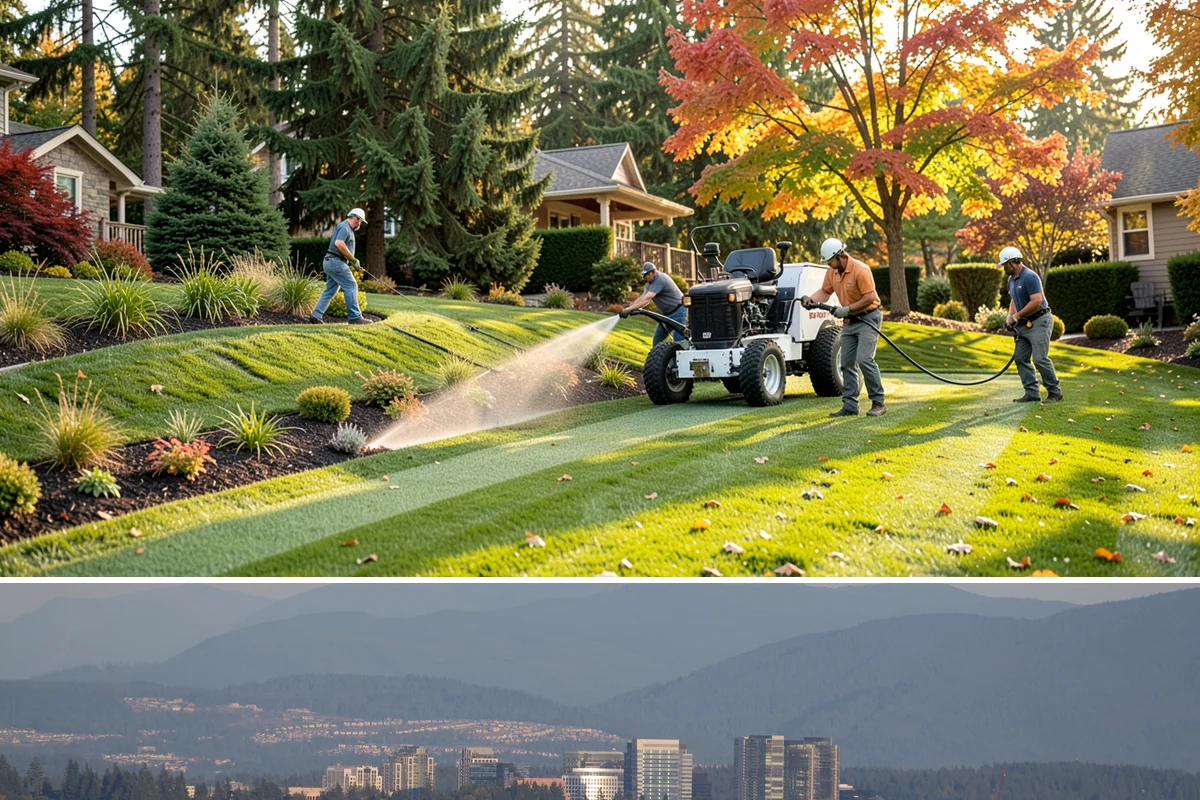 Hemlock Mulch Installation in Medina, King County, WA - Hemlock is ideal for an early-spring refresh to showcase new growth, or a fall application to warm up the beds before the rains...