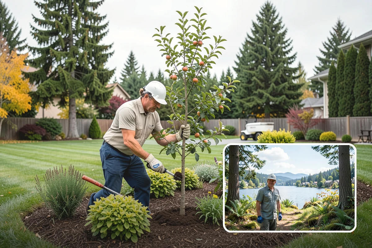 Hemlock Mulch Installation in Milton, King County, WA - Naturally rich red-brown color with no added dyes