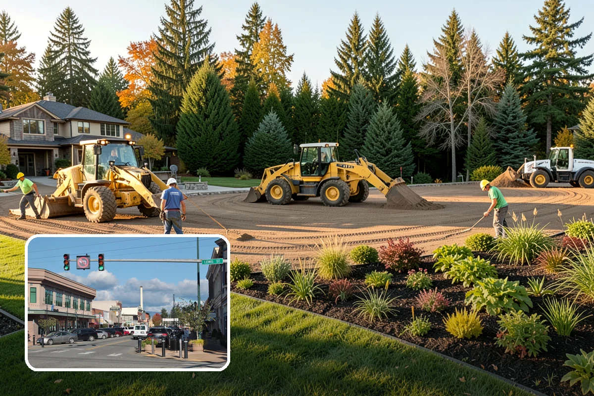 Hemlock Mulch Installation in Monroe, Snohomish County, WA - Naturally rich red-brown color with no added dyes