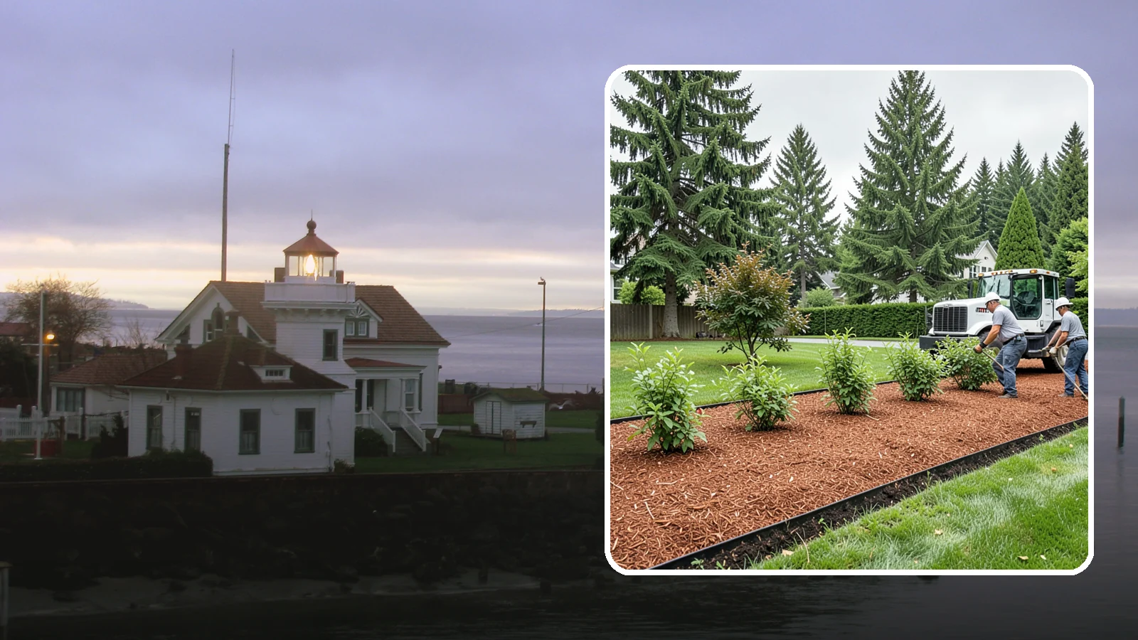Hemlock Mulch Installation in Mukilteo, Snohomish County, WA - We install rich reddish-brown hemlock mulch that resists artificial fading and gives beds a naturally warm finish.