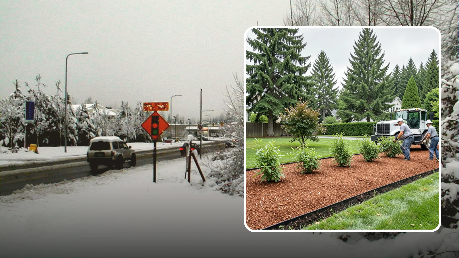 Hemlock Mulch Installation in Newcastle, King County, WA - We install rich reddish-brown hemlock mulch that resists artificial fading and gives beds a naturally warm finish.