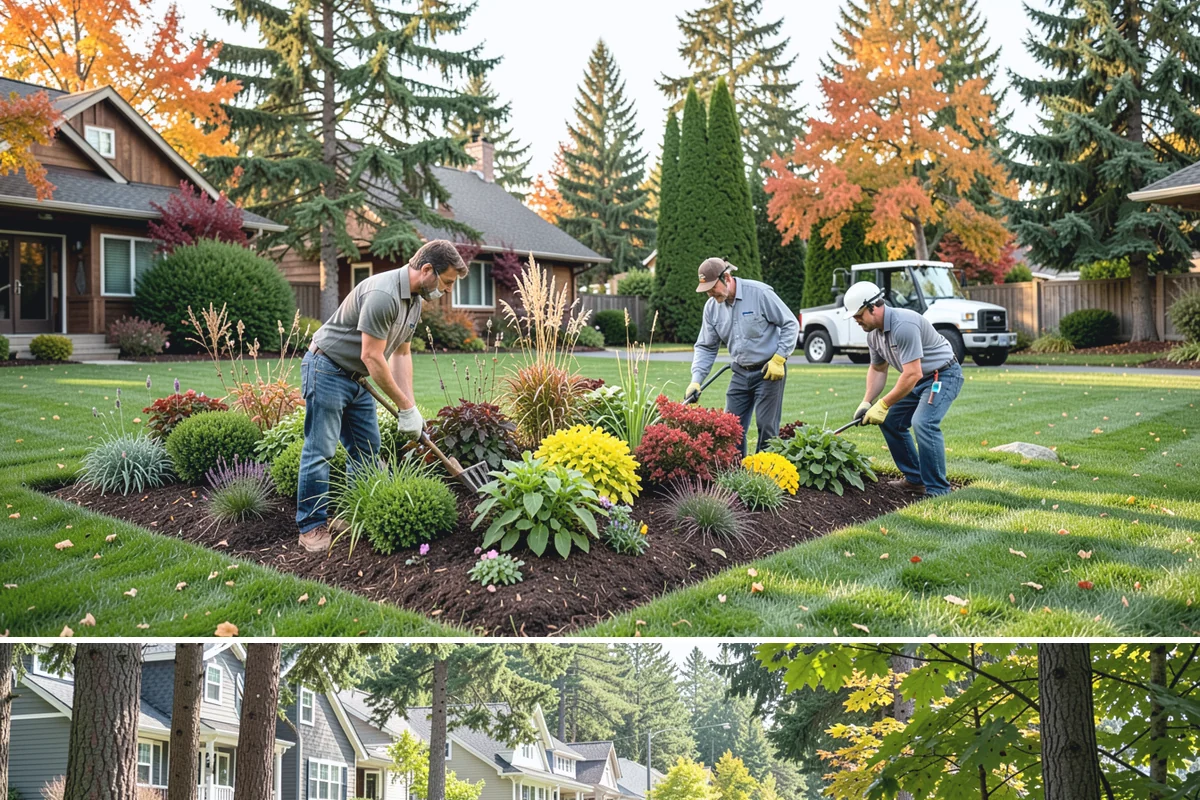 Hemlock Mulch Installation in Normandy Park, King County, WA - Hemlock is ideal for an early-spring refresh to showcase new growth, or a fall application to warm up the beds before the rains...