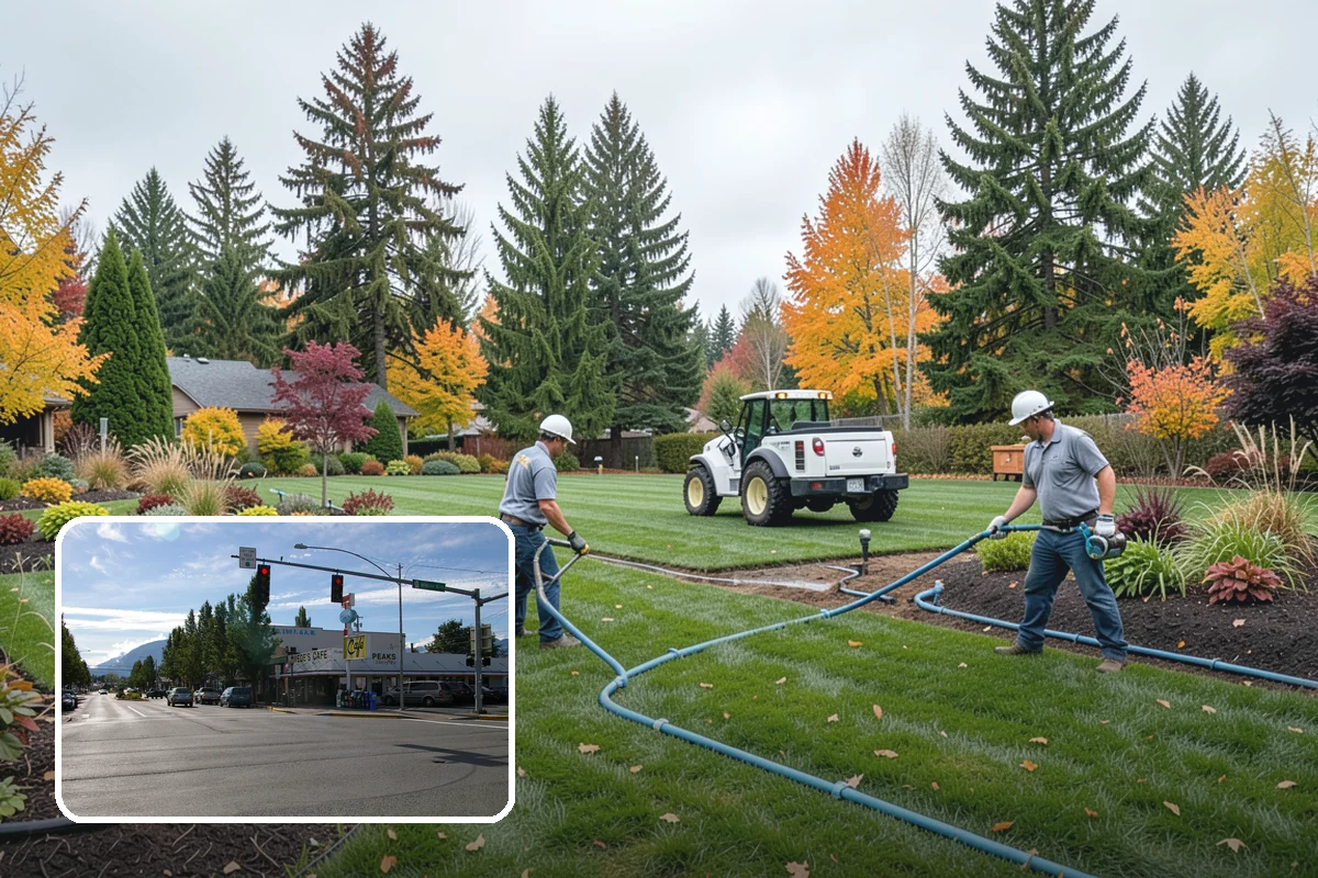 Hemlock Mulch Installation in North Bend, King County, WA - Naturally rich red-brown color with no added dyes