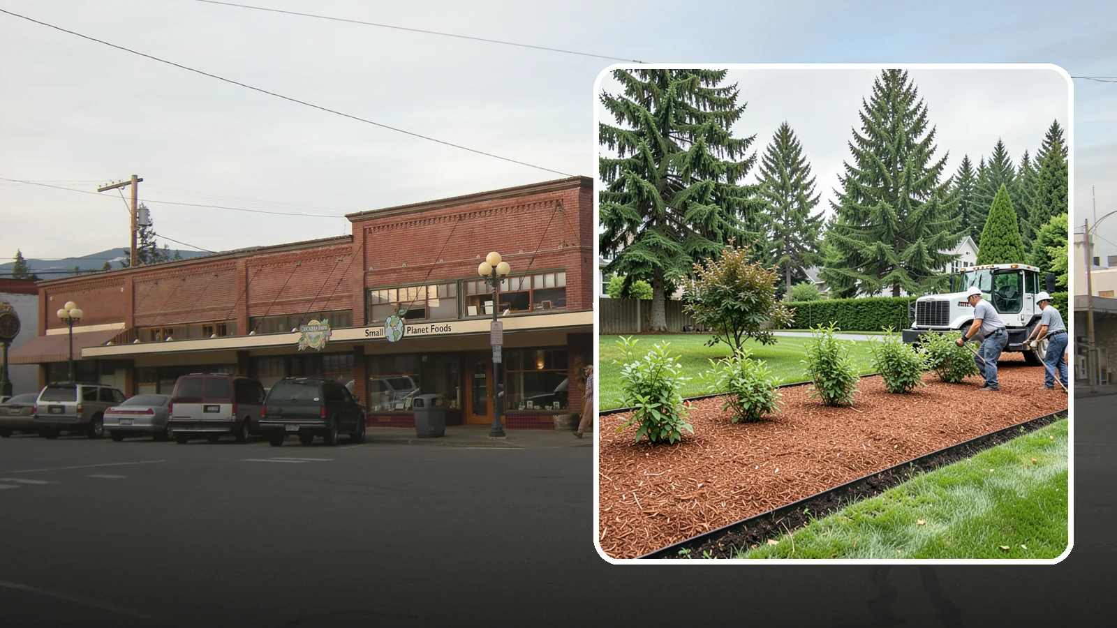 Hemlock Mulch Installation in Sedro-Woolley, Skagit County, WA - We install rich reddish-brown hemlock mulch that resists artificial fading and gives beds a naturally warm finish.