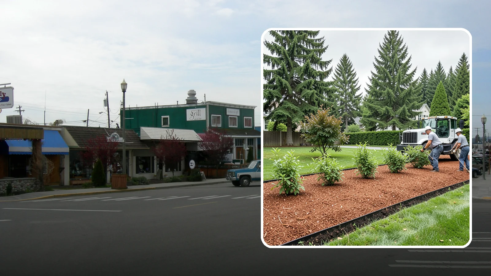 Hemlock Mulch Installation in Stanwood, Snohomish County, WA - We install rich reddish-brown hemlock mulch that resists artificial fading and gives beds a naturally warm finish.