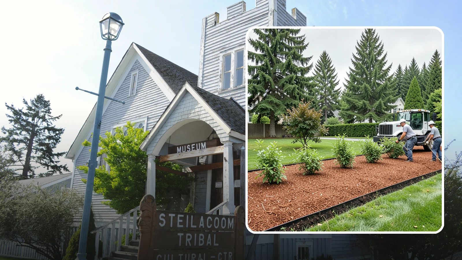 Hemlock Mulch Installation in Steilacoom, Pierce County, WA - We install rich reddish-brown hemlock mulch that resists artificial fading and gives beds a naturally warm finish.